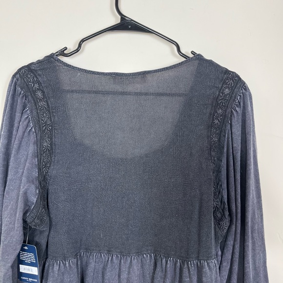 Lucky Brand Embroidered Yoke Long Sleeve Peasant Top Size L - Picture 9 of 12